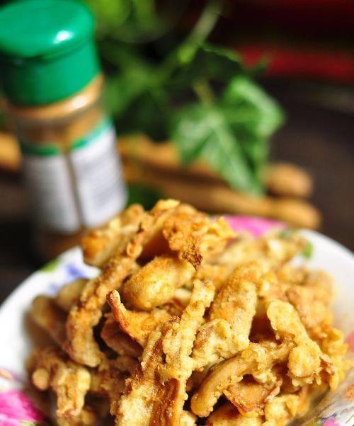 金花之香炸杏鲍菇（用三朵金花调味，美味可口）