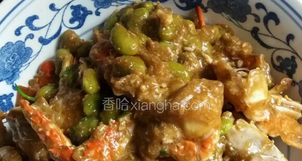 梭子蟹炒毛豆，美味又营养（香糯的毛豆）